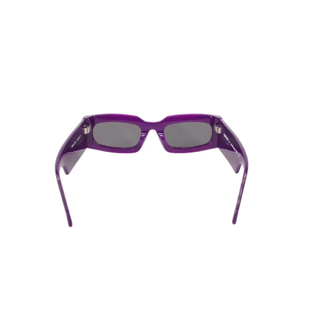 Off-White CARY Narrow Rectangle Sunglasses – Shiny Purple / Dark Gray – NWT